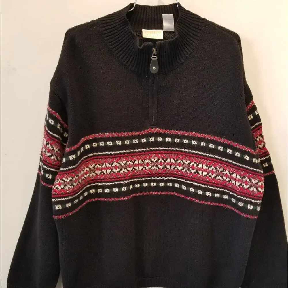 Liz‎ & Company Vintage Cotton Ski Sweater Gift Aztec Print Warm Pullover Size 2X